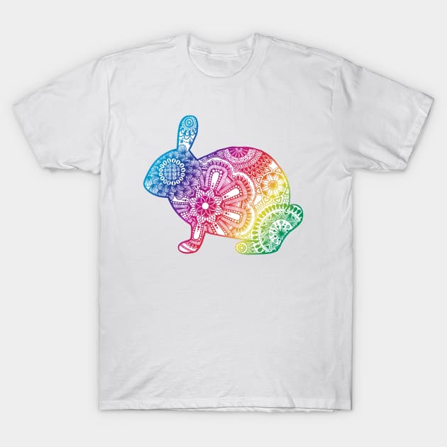 Rainbow Rabbit T-Shirt by calenbundalas